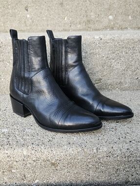 VAGABOND Women's Black Leather Boots With Heel